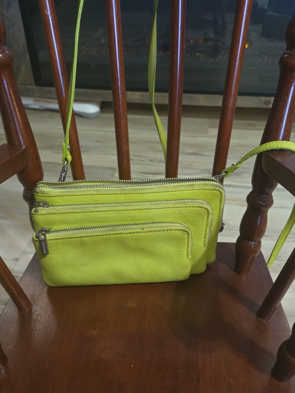 Danier Leather Lime Green Multi-Zip Crossbody Bag